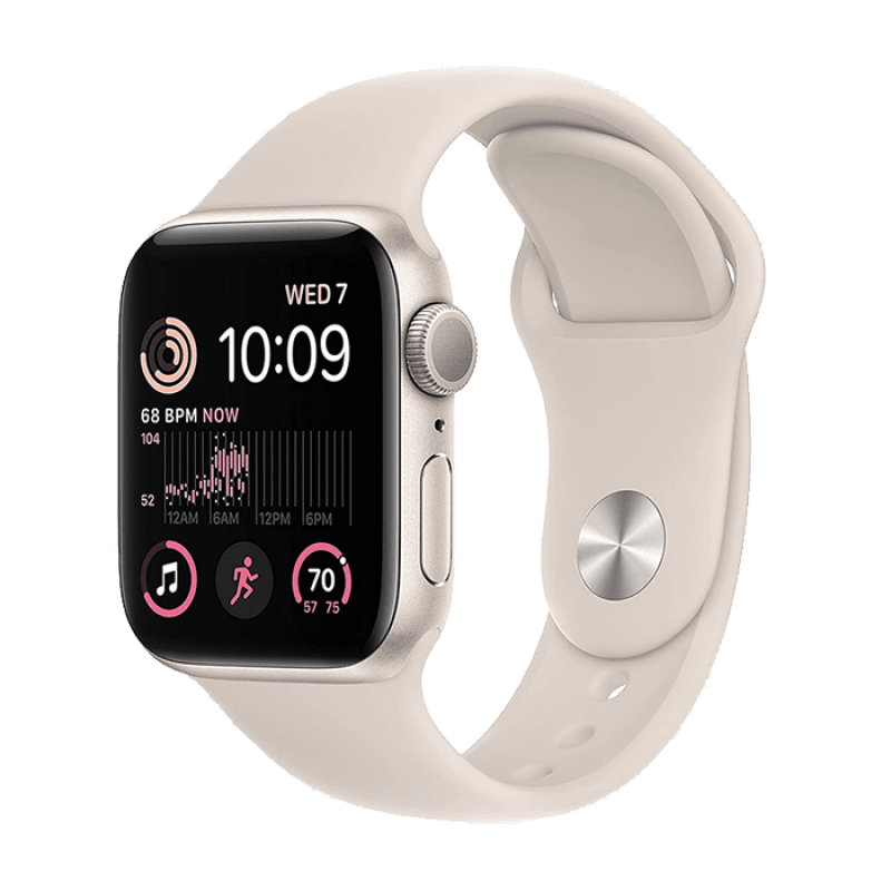 Ourfriday Apple Watch SE 2022 2nd Generation GPS 44mm Starlight Aluminium Case with S M Starlight Sport Band