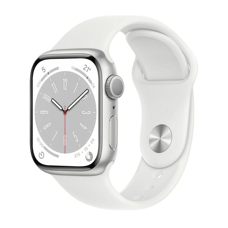 Ourfriday | Apple Watch Series 8 (GPS, 41mm) - Silver Aluminium Case with  S/M White Sport Band