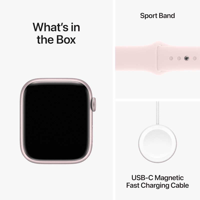 Apple Watch Series 9 GPS 45mm Pink Aluminium Case with S M Light Pink Sport Band