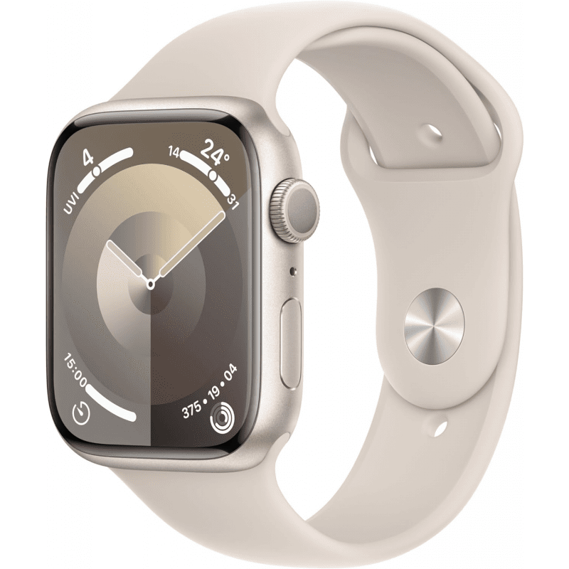 Ourfriday | Apple Watch Series 9 (GPS, 41mm) - Starlight Aluminium Case  with M/L Midnight Sport Band