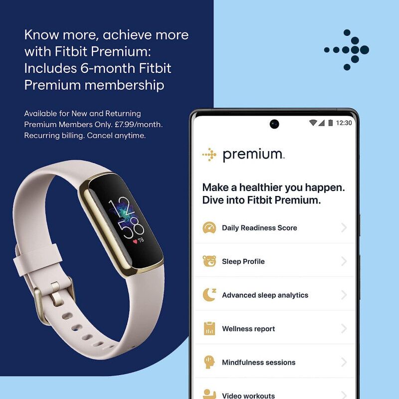 Fitbit Luxe Fitness and 2024 Wellness Tracker - Lunar White/Soft Gold