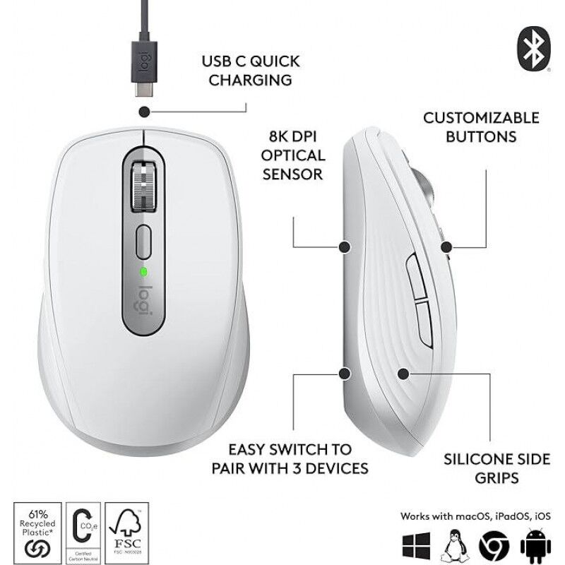 Logitech MX Anywhere deals 3 Bluetooth Laser Mouse - white