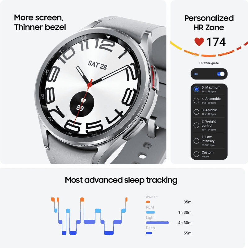 Ourfriday Samsung Galaxy Watch 6 Classic Smart Watch Bluetooth 47mm Silver